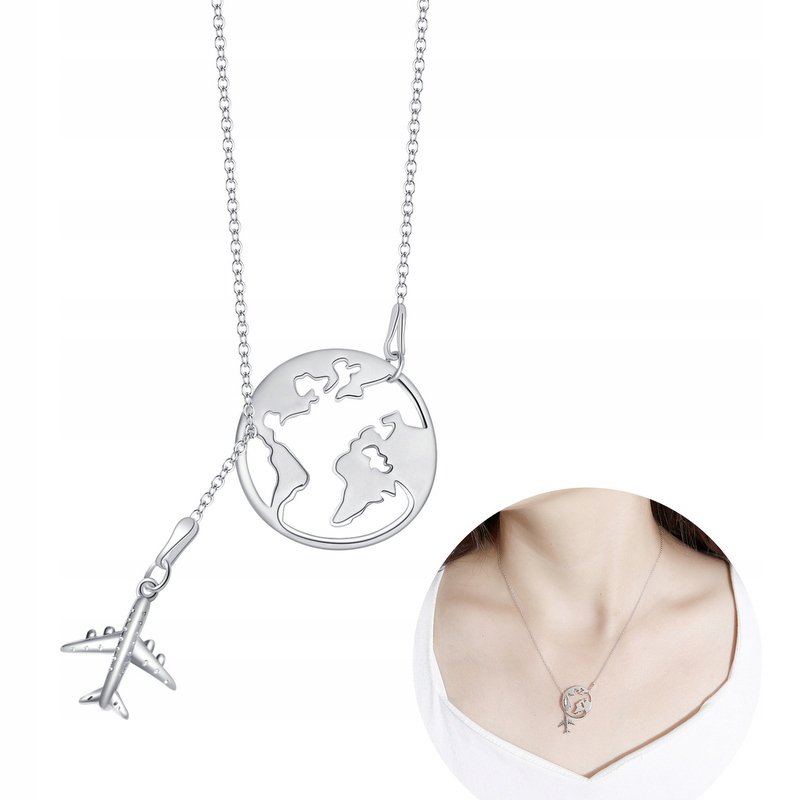 Stříbrný náhrdelník Dámský Řetízek Letadlo Kula Stříbro Rhodiované Zkouška 925