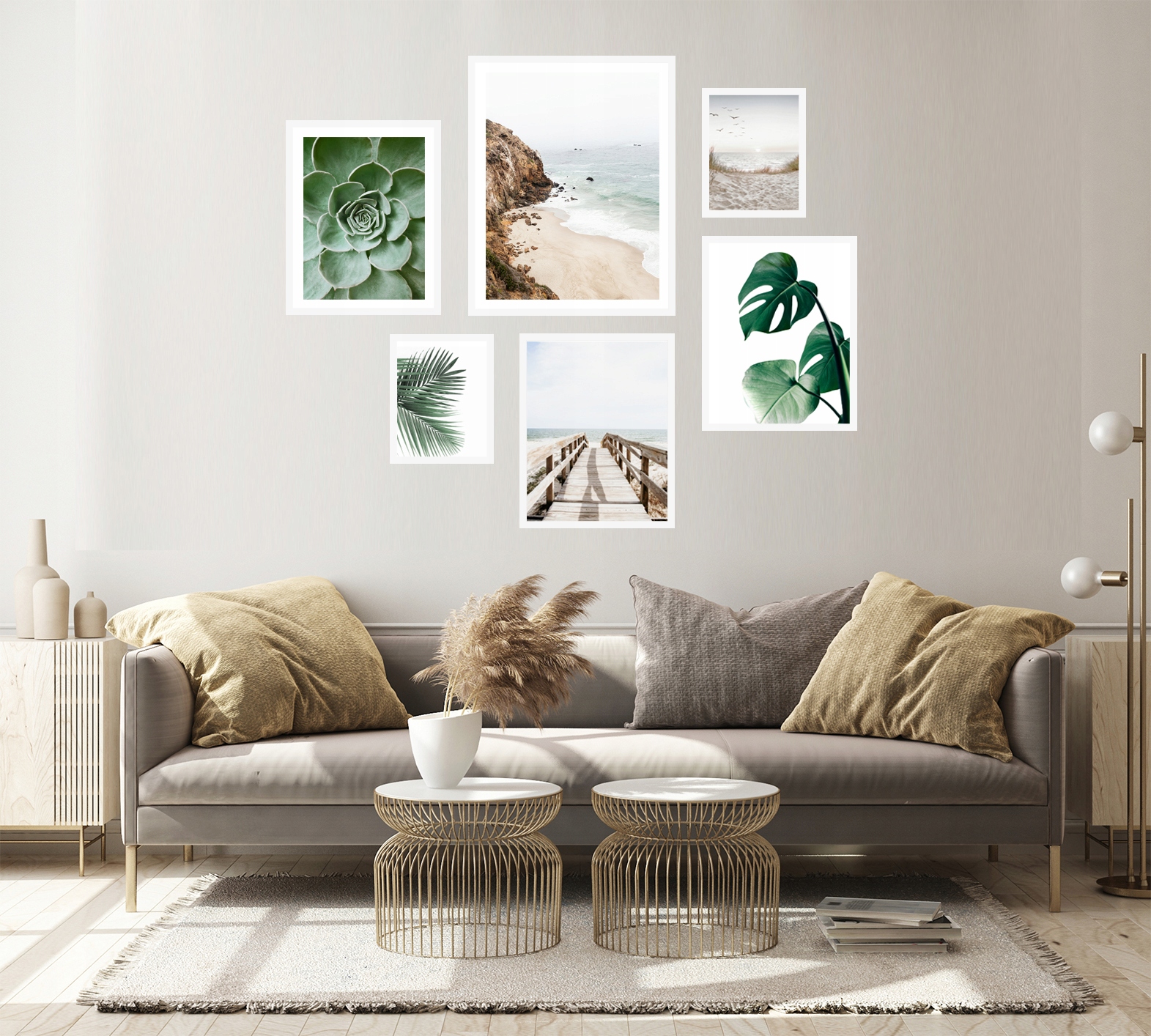 6x OBRAZ RAMIE PLAKATY RAMKA BOHO MONSTERA NATURA Wysokość produktu 100 cm