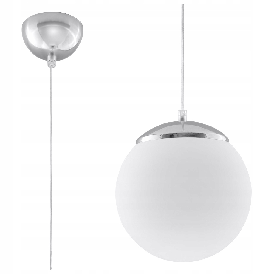 

Lampa wisząca szklana biała kula żyrandol D20 Ugo