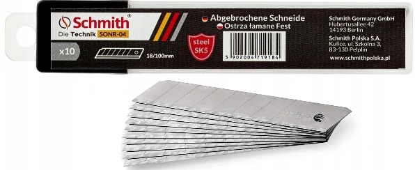 

Schmith Ostrza Łamana Do Noża Nożyka 18mm 10szt.