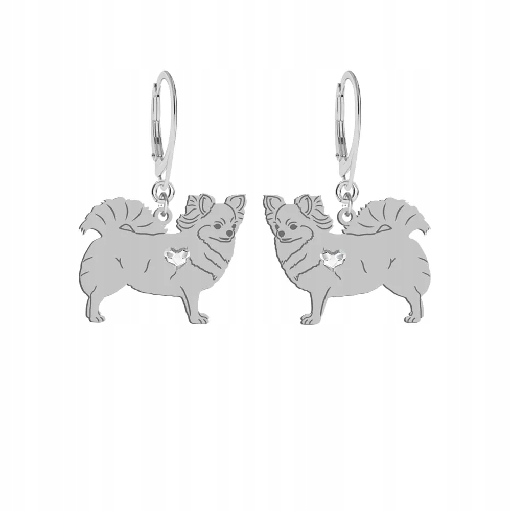 Stříbrné Náušnice s pejskem Chihuahua Dlouhosrstá 925 Šperky Gravírování Bonus