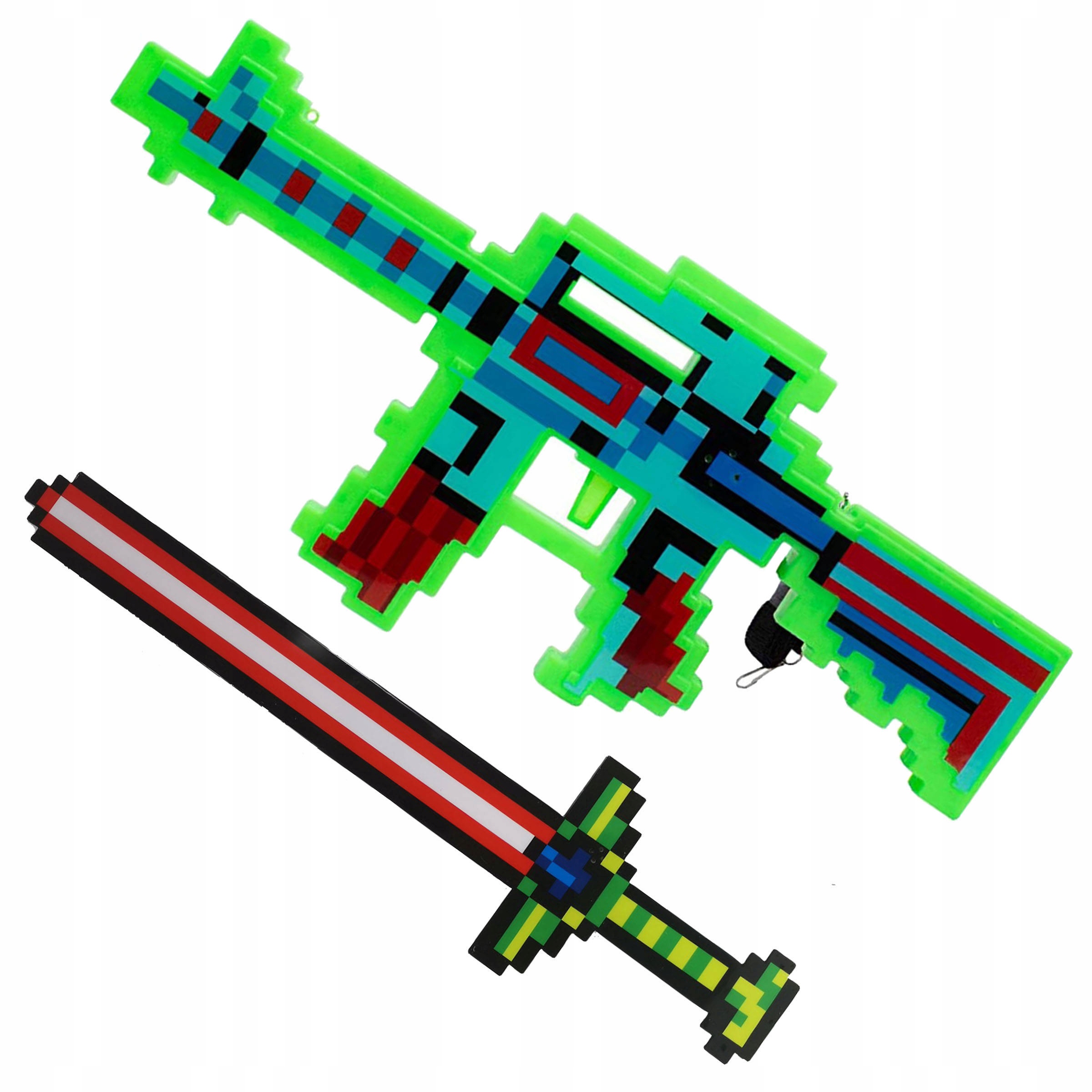 

Minecraft Zestaw Duży Miecz Karabin Pixel Dźwięk