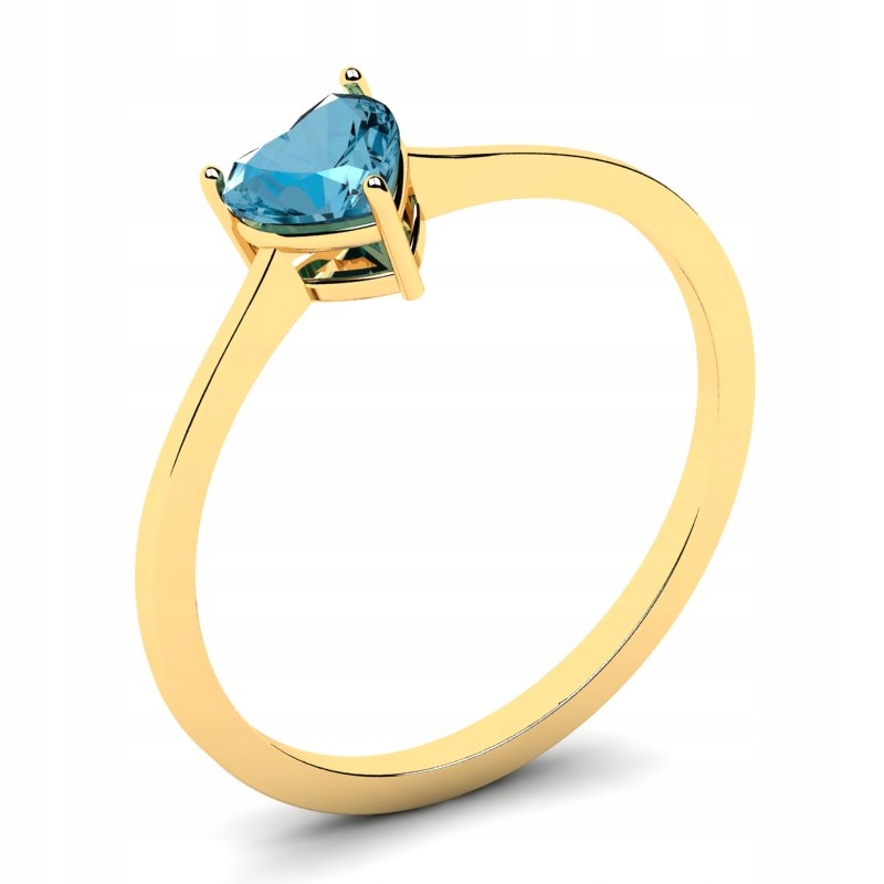 

Pierścionek Złoty Serce Z Błękitną Cyrkonią 5MM