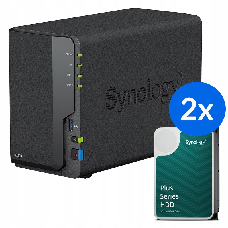 Synology DS223 /8T 2-pásmový Nas server v sadě s disky o celkovém počtu