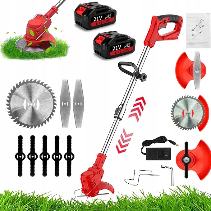 Aku Vybíjecí Křovinořez Sekačka Na Trávu Bez Kabelu Elektrická 2XAKU 650W