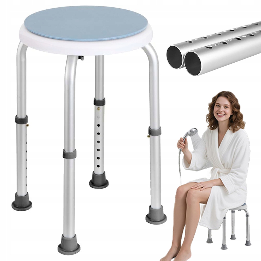 Taboret Stołek Pod Prysznic Okrągły Krzesło Prysznicowe Stabilne Do Wanny