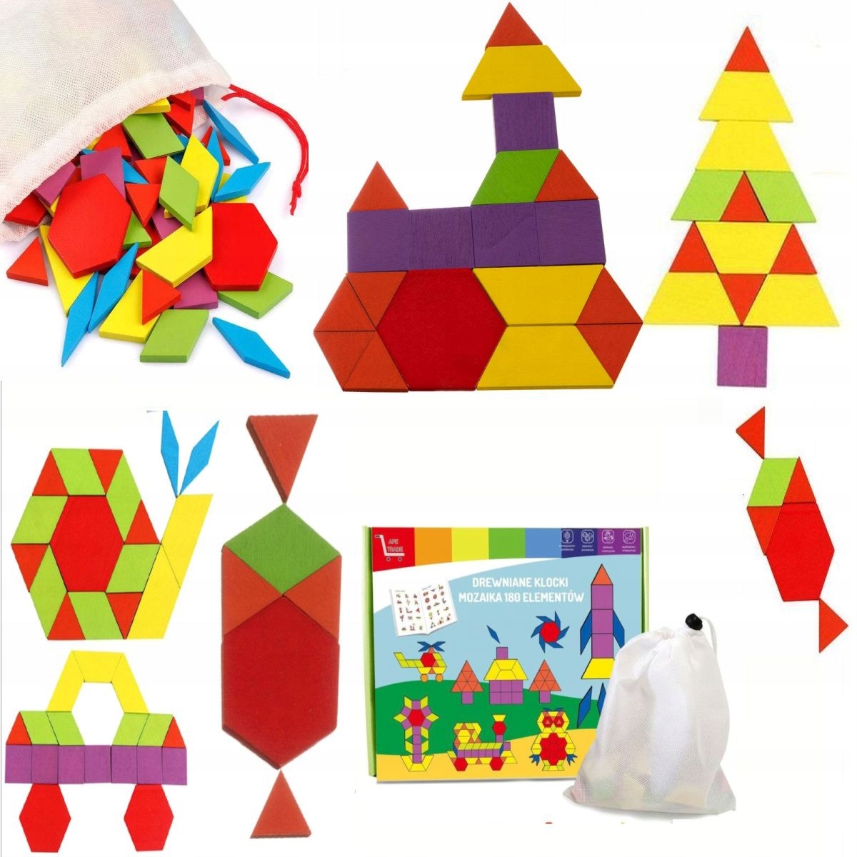 

Gra Drewniana Układanka Montessori Puzzle 180 elem
