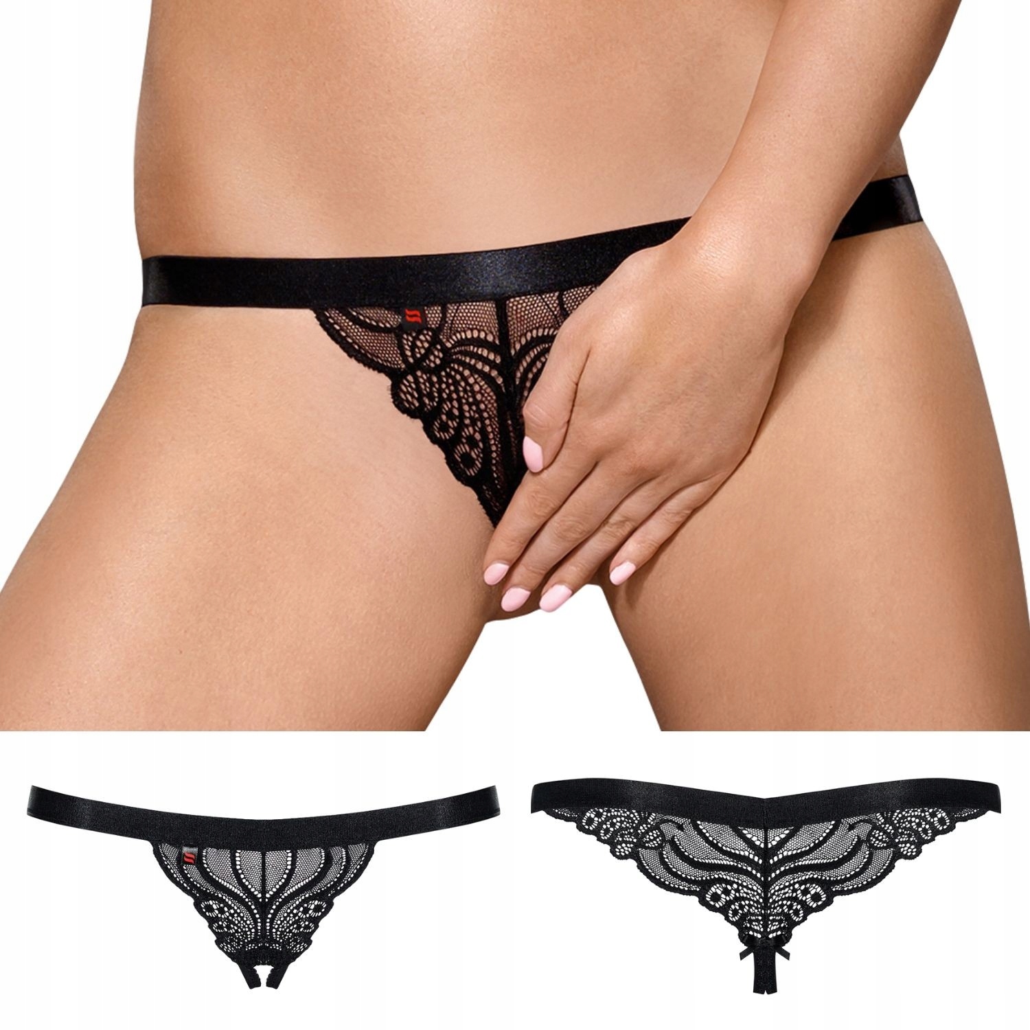 

Erotyczne czarne stringi otwarte S/m Obsessive