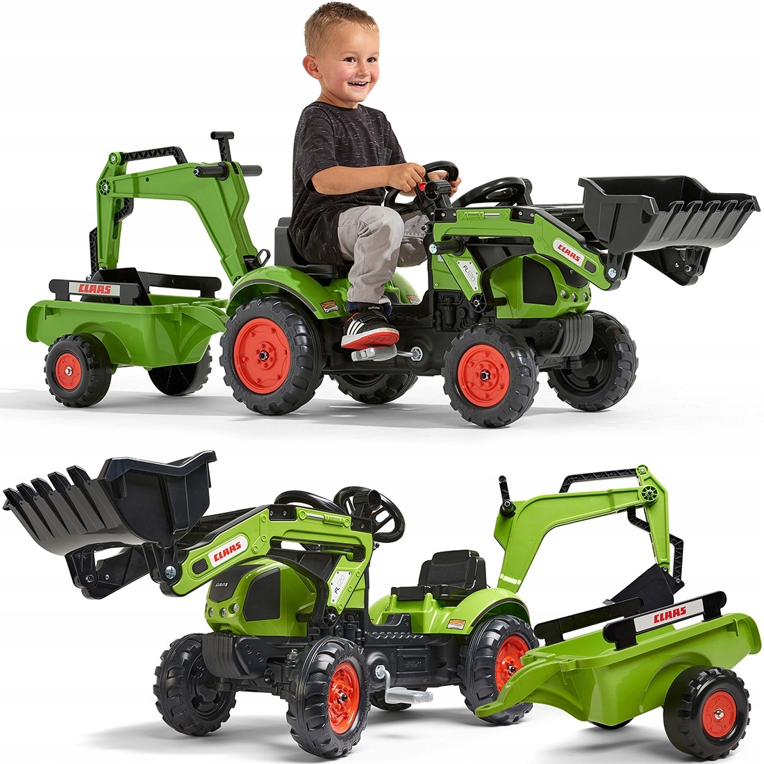 Falk Traktor z Przyczepą Claas Arion Backhoe Łyżka Ładowarka Od 2 Lat