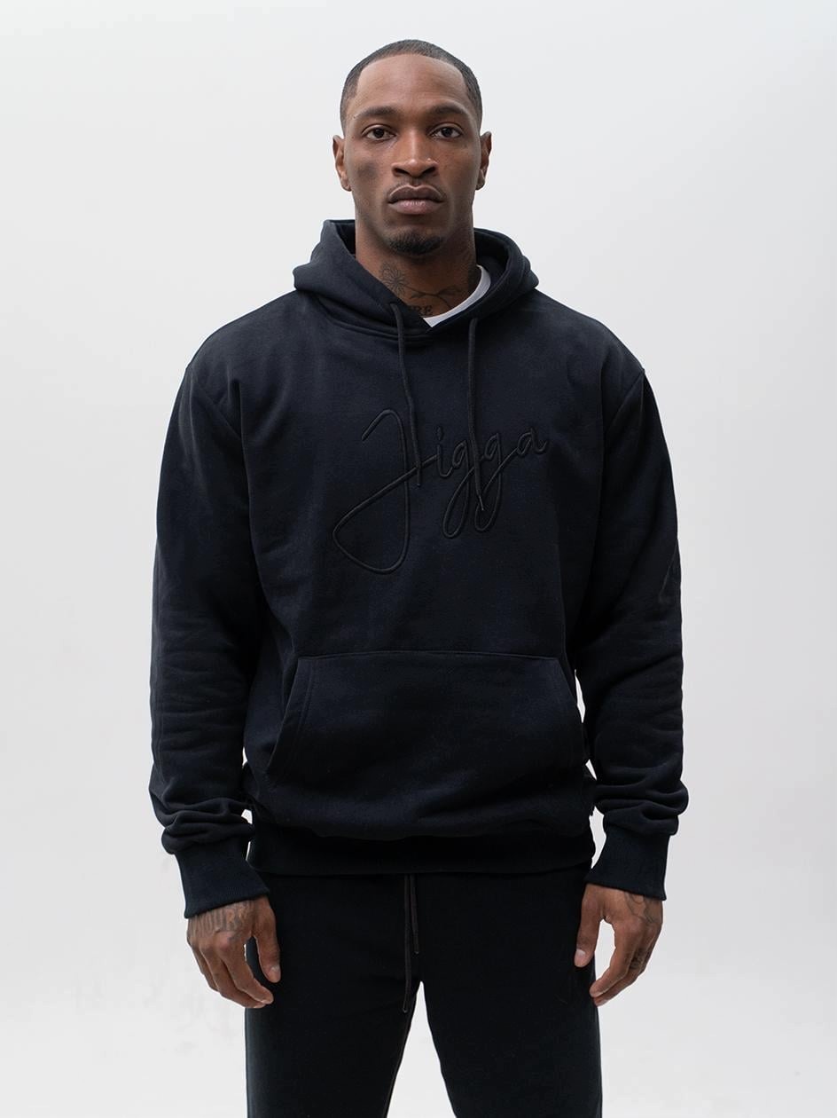 Mikina S Kapucí Černá Jigga Wear Written Tag Logo XL
