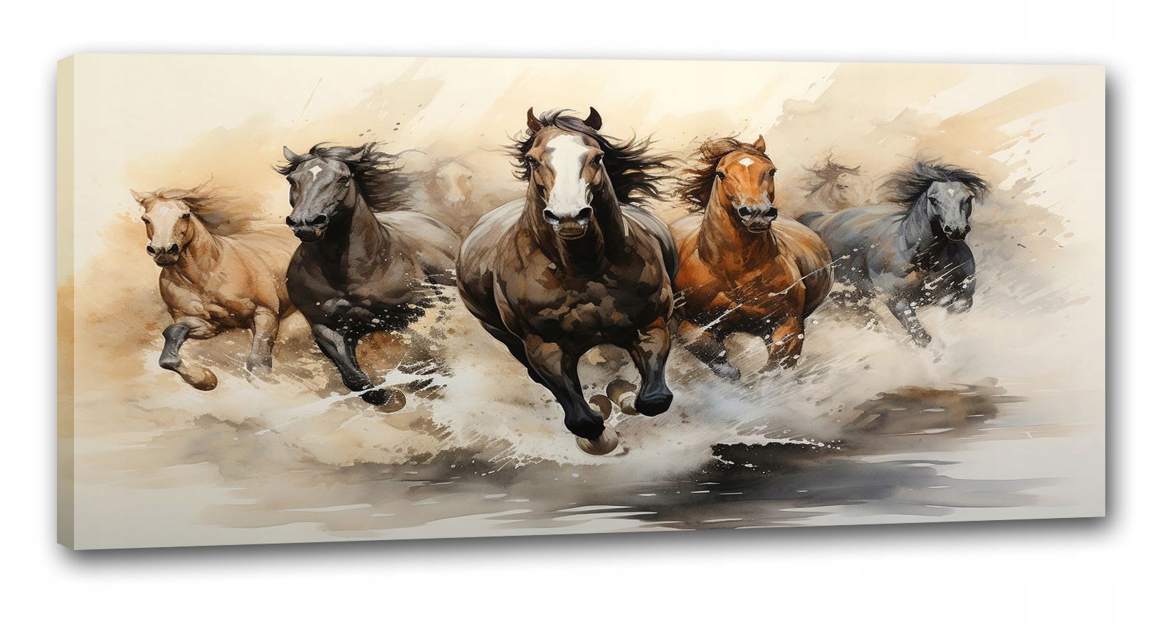 Obraz Koně Galop Zlatý 120x55 Obývací Pokoj
