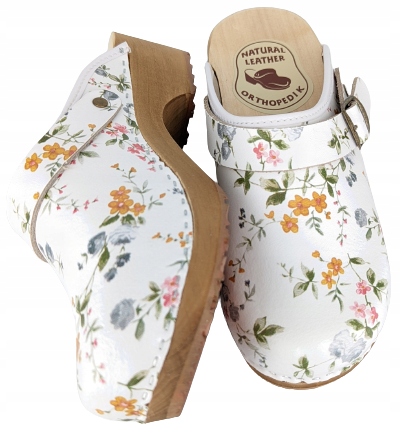 Drewniaki Skórzane Ortopedyczne Trepy Chodaki 36 Długość wkładki 23.5 cm