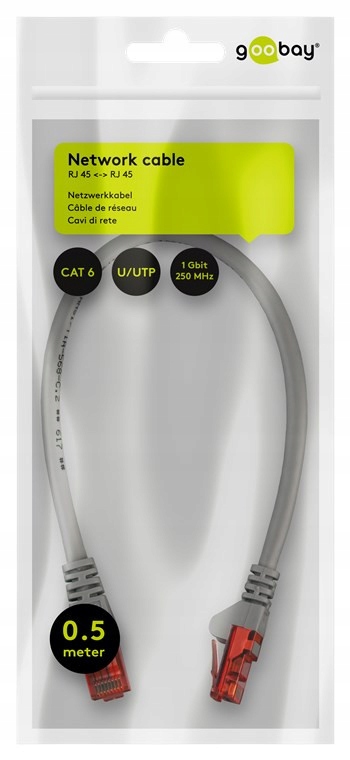 

Kabel sieciowy Lan kat. 6 U/utp Szary 0.5 m