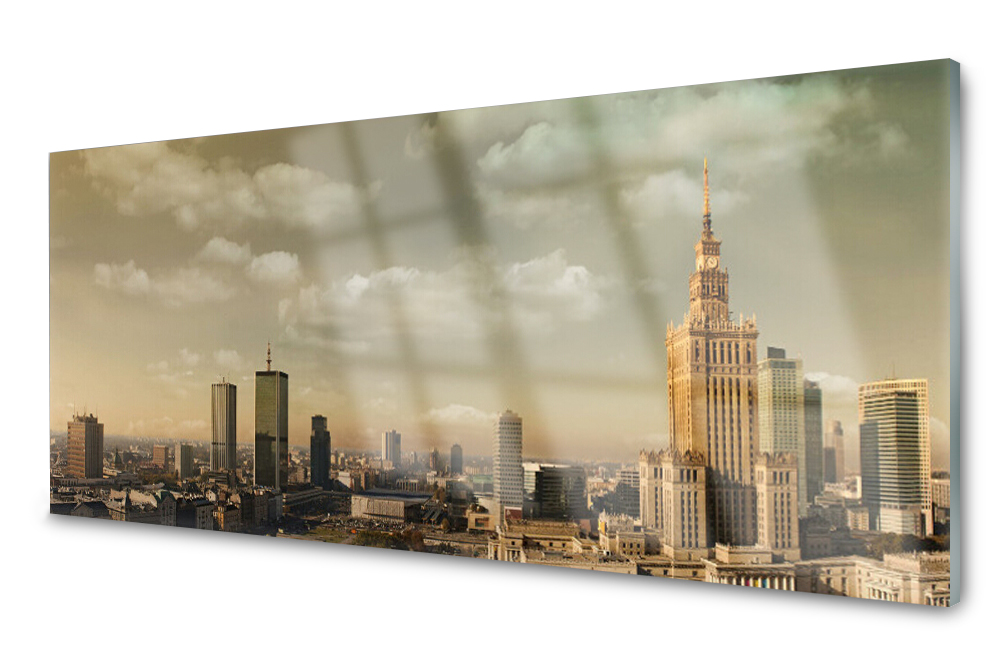 

Panel szklany do kuchni Miasto Domy 125x50