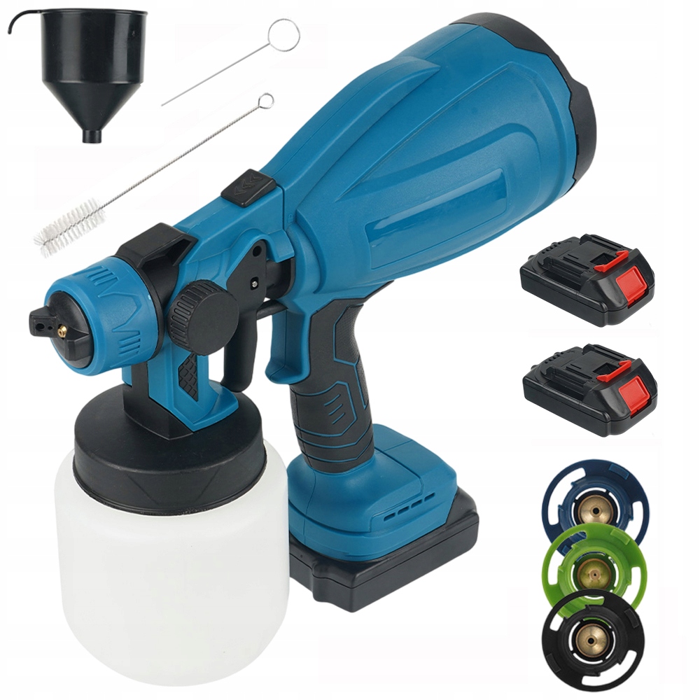 Pistole Na Malování 1000ML Stěn Malířský Agregát Akumulátor 3 Trysky 2AKU
