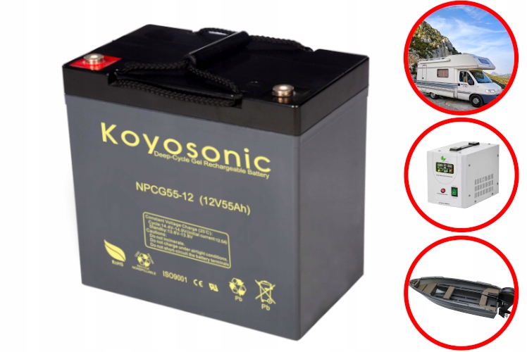 Gelový Akumulátor Gel Koyosonic 12V Npcg 55Ah Ups Loď Deep Cycle 12 Let!