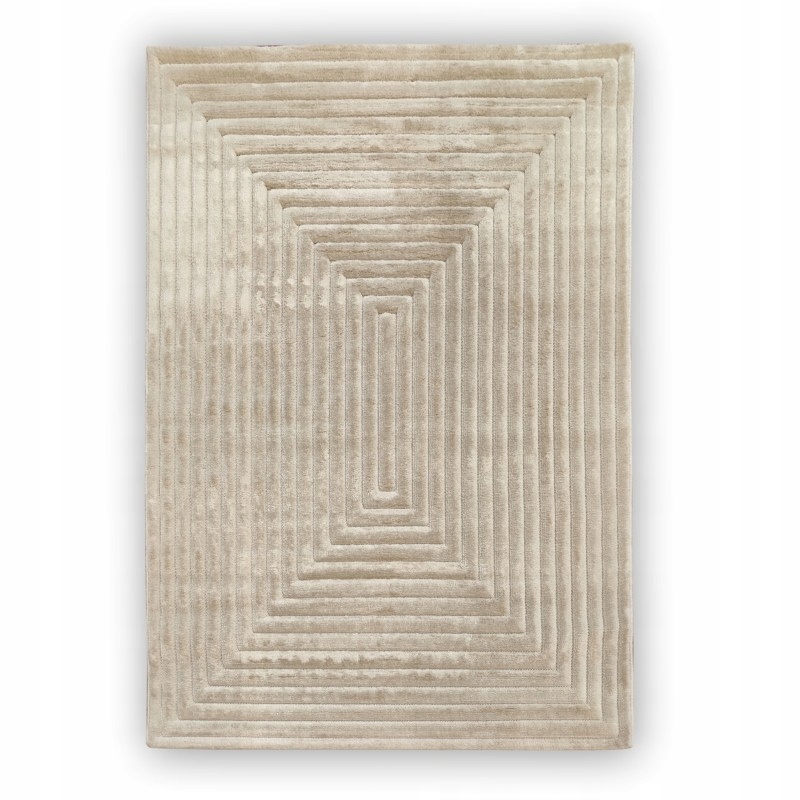 Koberec béžový do obývacího pokoje 120x160 cm, moderní vyřezaný geometrický vzor boho