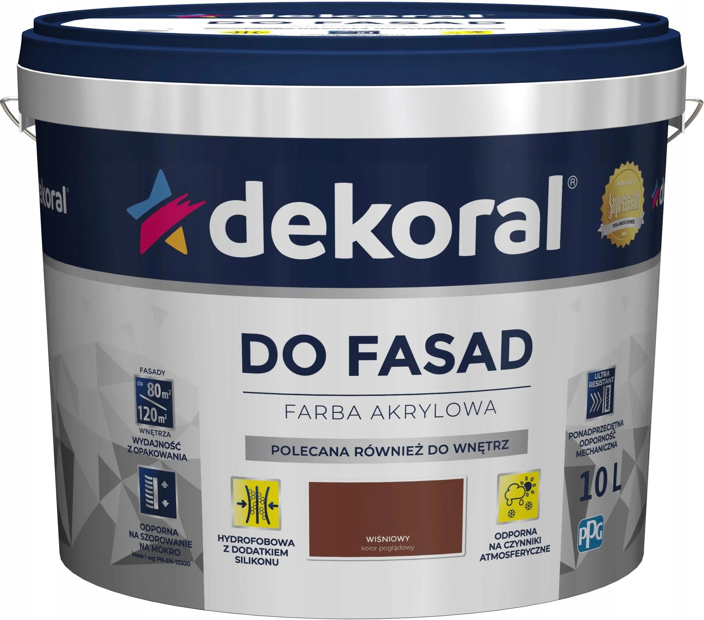 Dekoral Polinit Farba do fasad, zewnętrzna, fasadowa 10L Wiśniowy