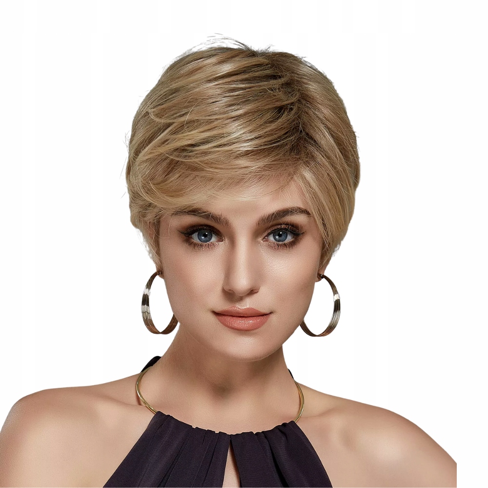 Peruka na halloween bob lata 80 krótkie blond pixie SS127 czepek