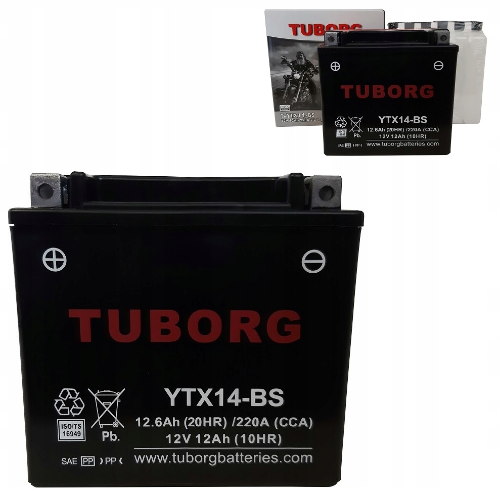 Akumulator Tuborg Agm YTX14-BS 12V 12Ah 220A Zamiennik Yuasa Varta Exide