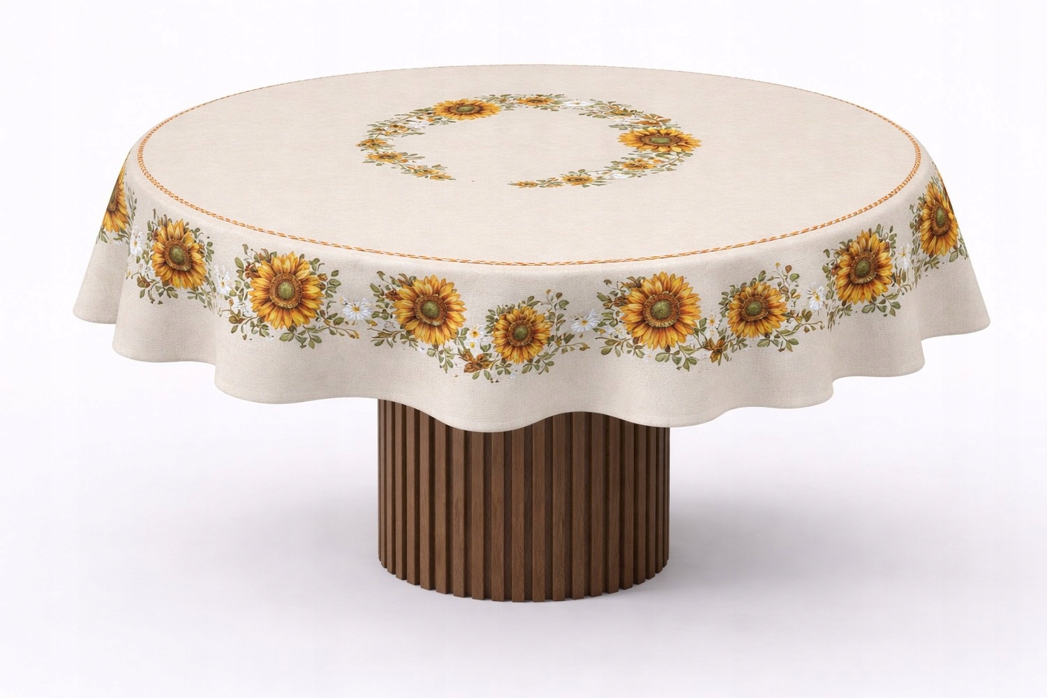 Obrus gobelinowy koło okrągły Fi 165 słoneczniki kwiaty wiosna