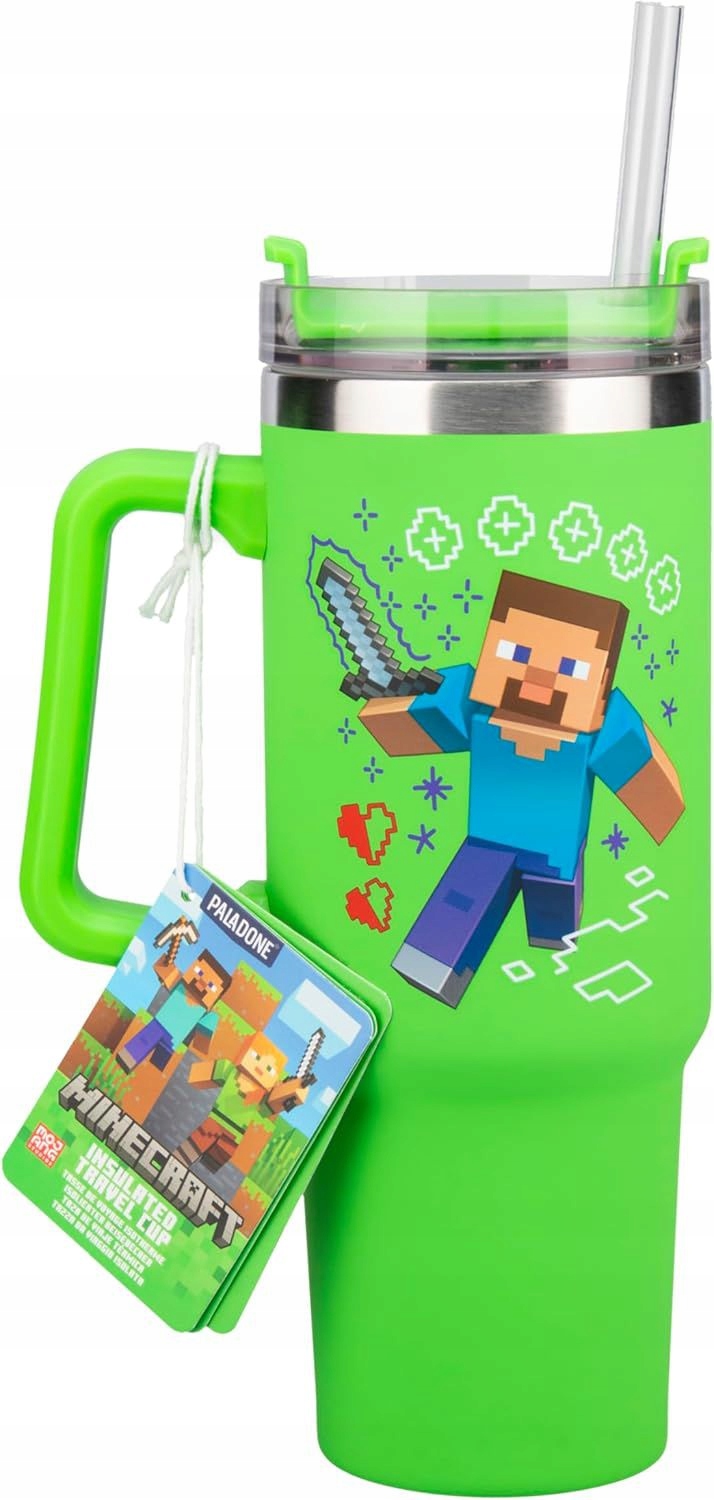 Kubek Podróżny Ze Słomką Rurką Minecraft 900ML Creeper Steve Alex