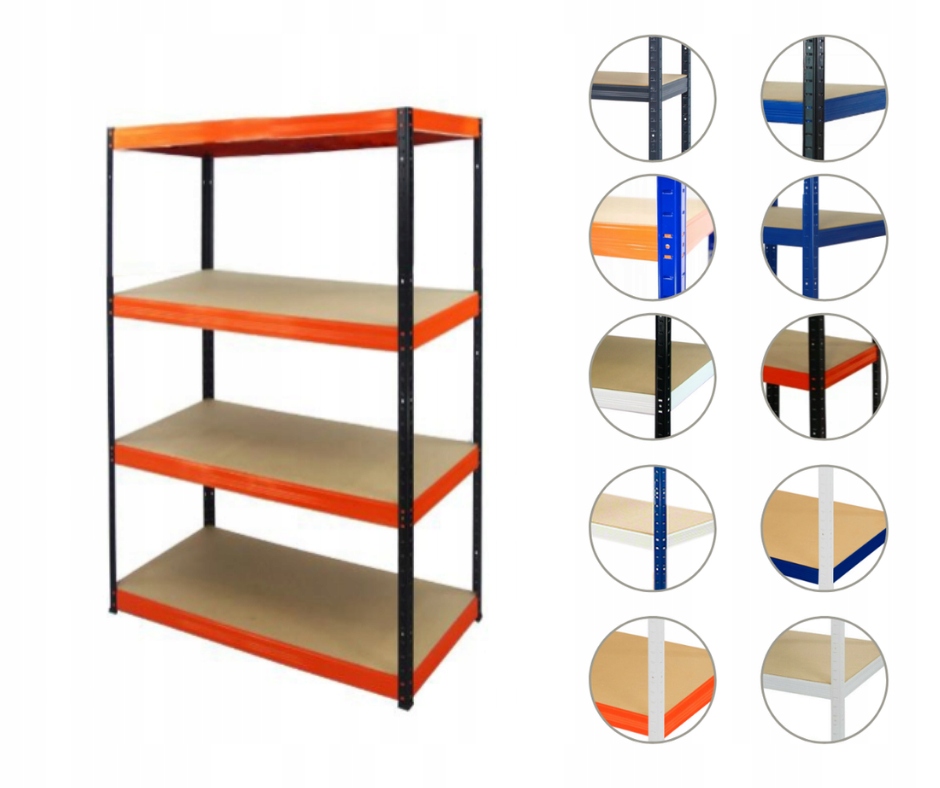 Kovový regálový garážový skladový regál Helios Hbo 180x120x45 4x275 kg