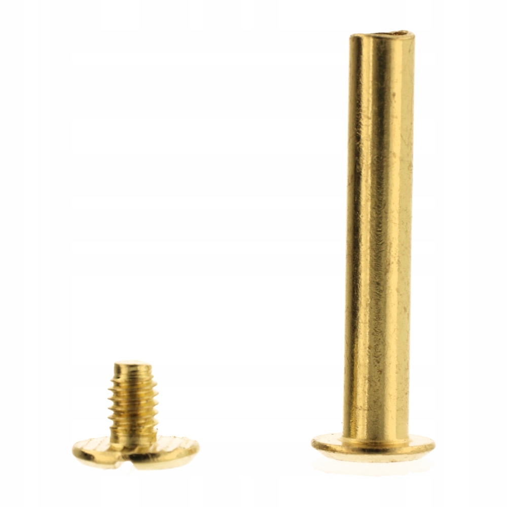 Šroubovací nýty Nýt Šroub 50mm Zlatý plochý 50 Ks Introligátorský šroub