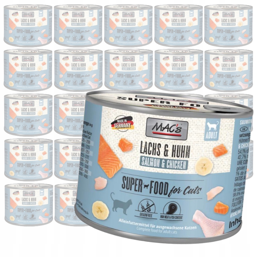 Levně MAC's Cat Mokré Krmivo Pro Kočky Kuřecí losos 24x200 g