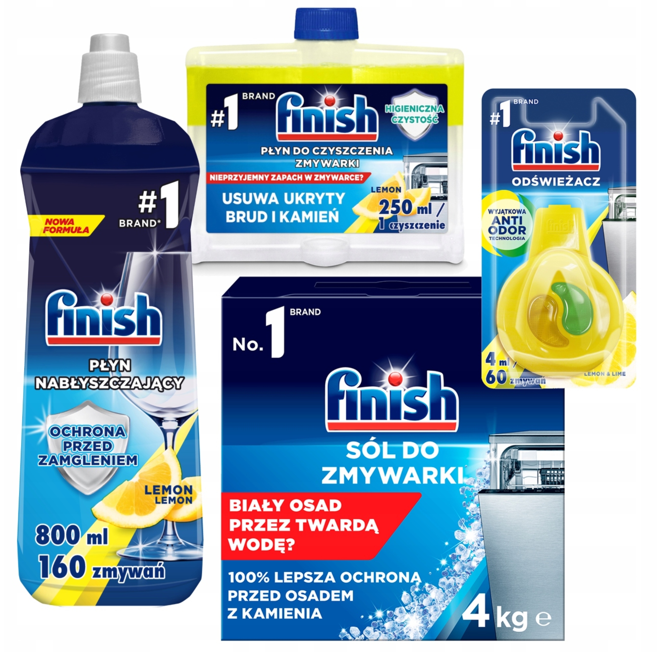 Levně Finish Sada na čištění a ochranu myčky Sůl 4kg 3 Produkty Zásoba