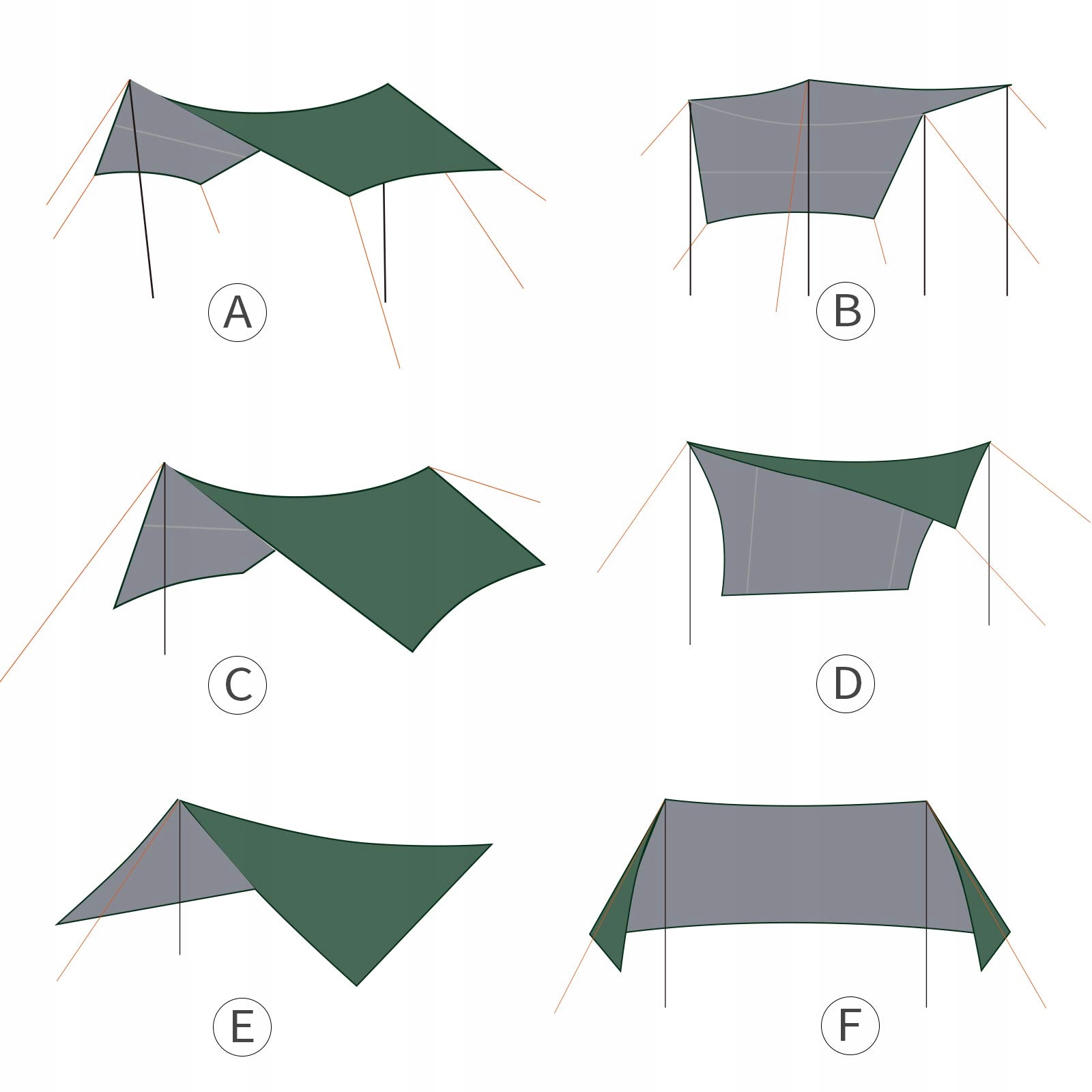 UNIGEAR Wodoodporna Plandeka Sześciokątna Z Oczkami Do Hamaka Camping — miniatura 7