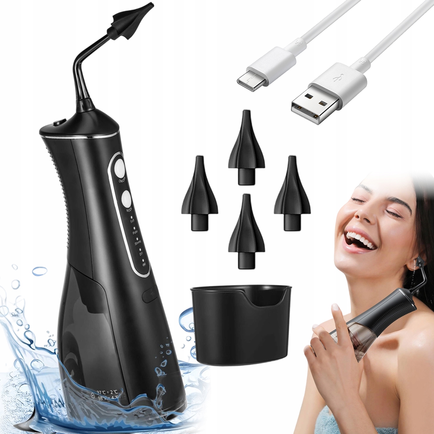 Irygator Do Czyszczenia Uszu Elektryczny 300ML 4 Poziomy Wodoodporny