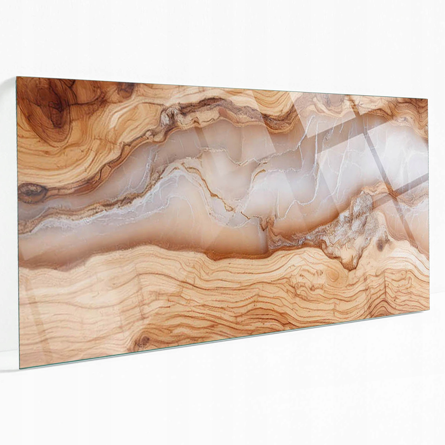 Tvrdená doska na stôl Sklo so vzorom Prírodné drevo s živicou 100 x 50 cm
