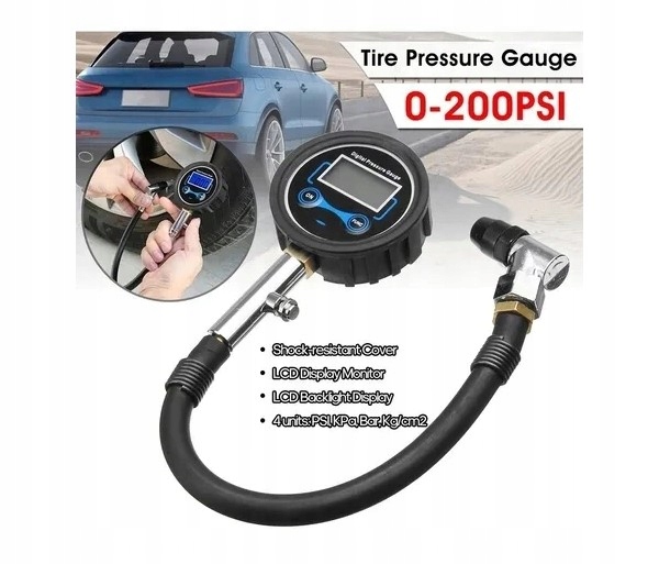 Manometr do opon z wyświetlaczem cyfrowym