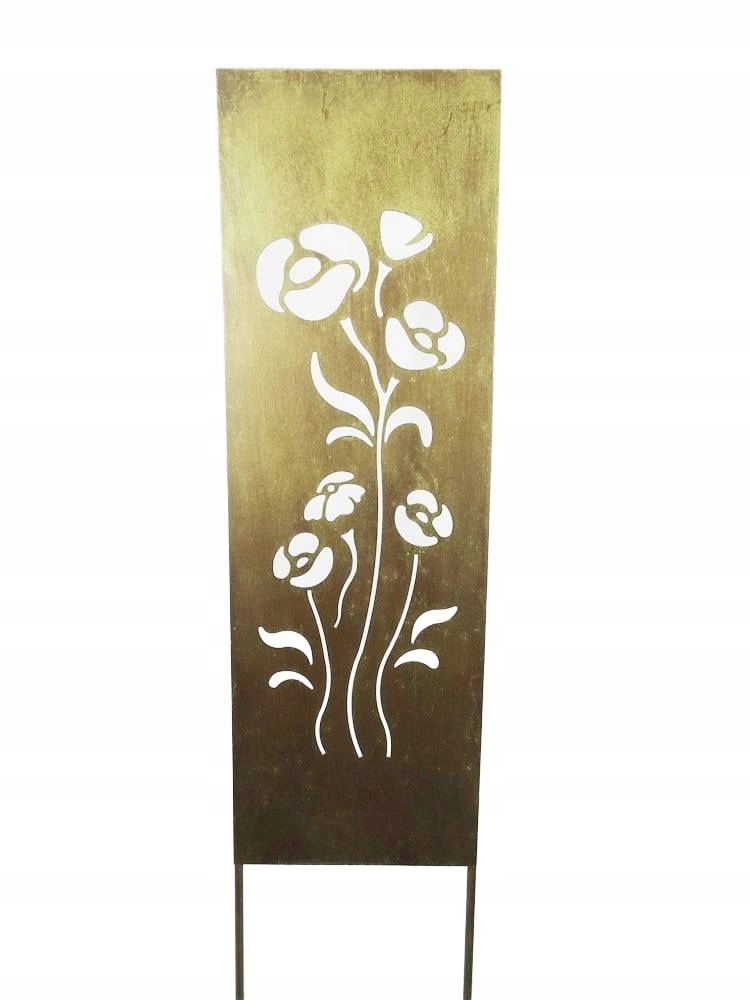 Zahradní panel, Paraván, Dekorativní šidítko Máky, efekt zlaté rzi