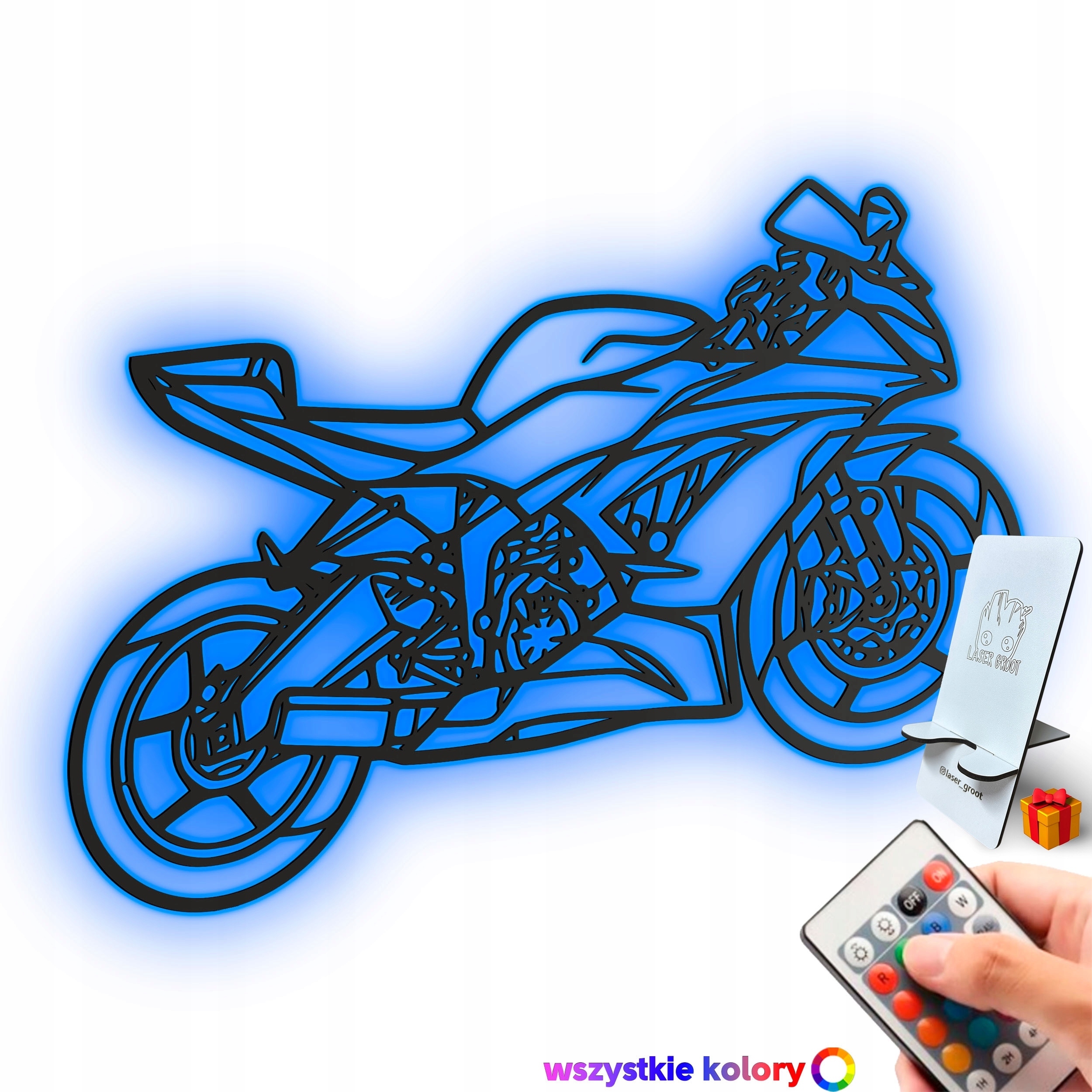 Dřevěný 3D obraz Kawasaki Ninja (636) line Nástěnná Noční Lampa Led XL