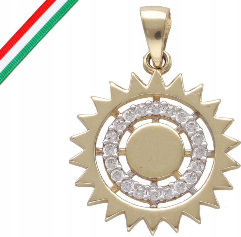 Zlatý přívěsek 585 slunce se zirkony 1,28g, moderní vzor 14k, ideální