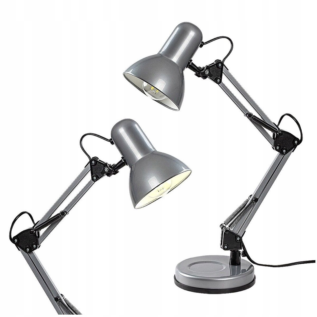 Stříbrná stolní lampa s nastavitelným výložníkem