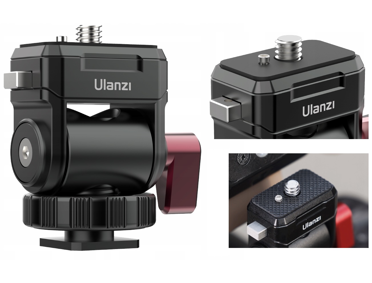 Profesionální 3D hlava 360 ° pro monitor 1/4" závit Ulanzi Quick CO01