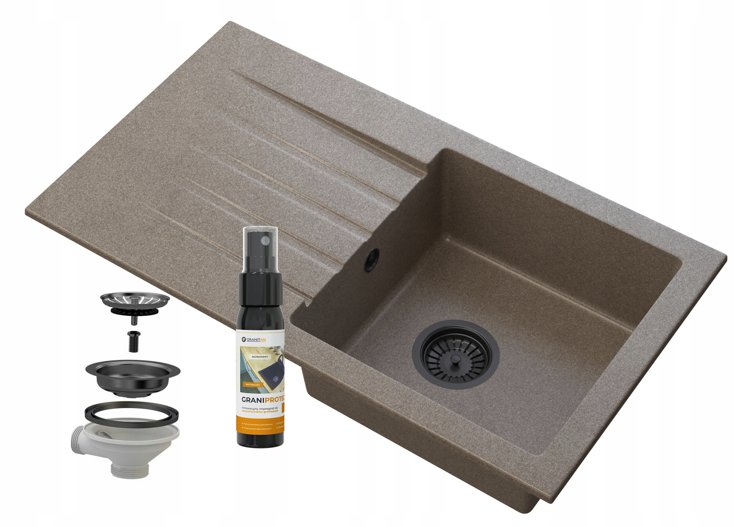 Granitový Drez S Odkvapkávačom, Čierny, Sifón, 6 Farieb