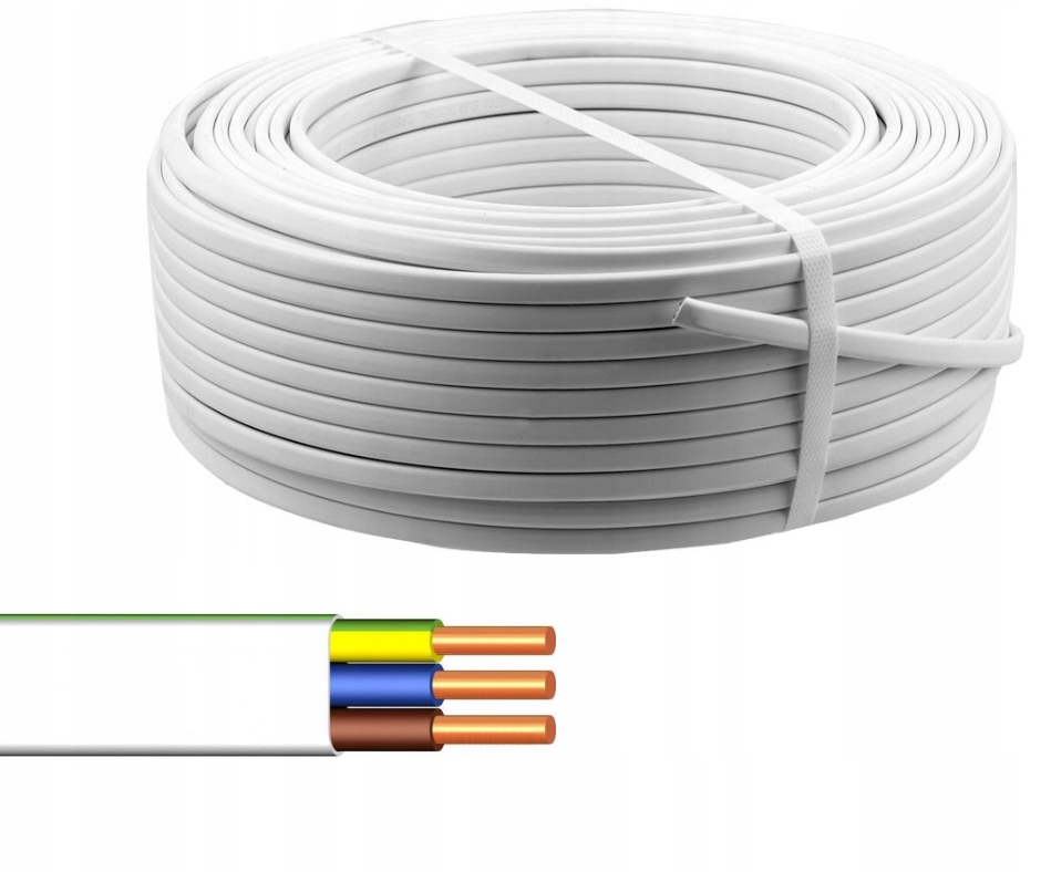 Przewód instalacyjny kabel płaski YDYp 3x2,5mm 450/750V Elektrokabel 50mb