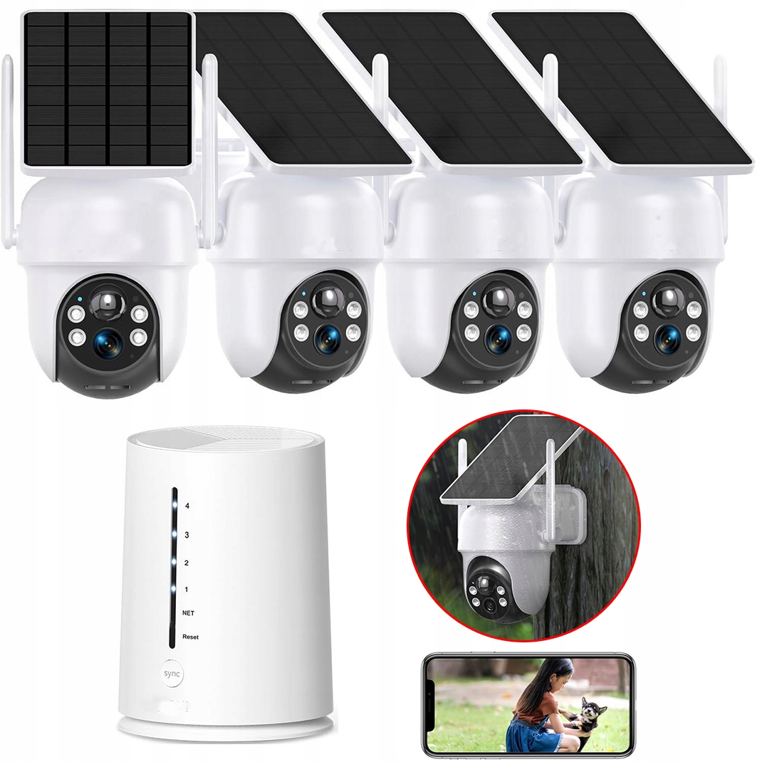 Kamerový Systém Wifi 4 Ks Otočný 4MPX Se Solárním Panelem 4X Zoom Full Hd