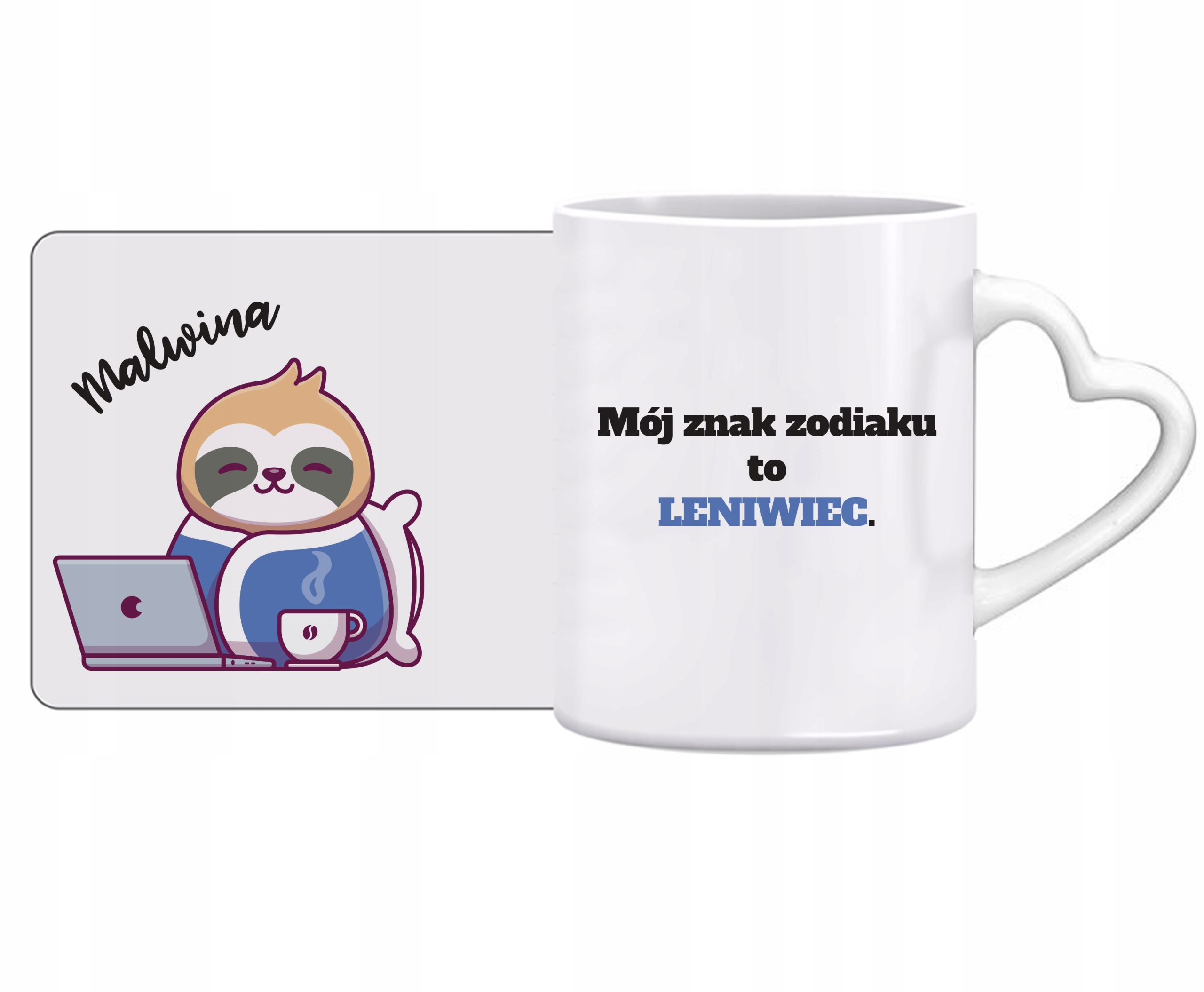 

Zabawny kubek z imieniem, leniwcem, Dzień Kobiet