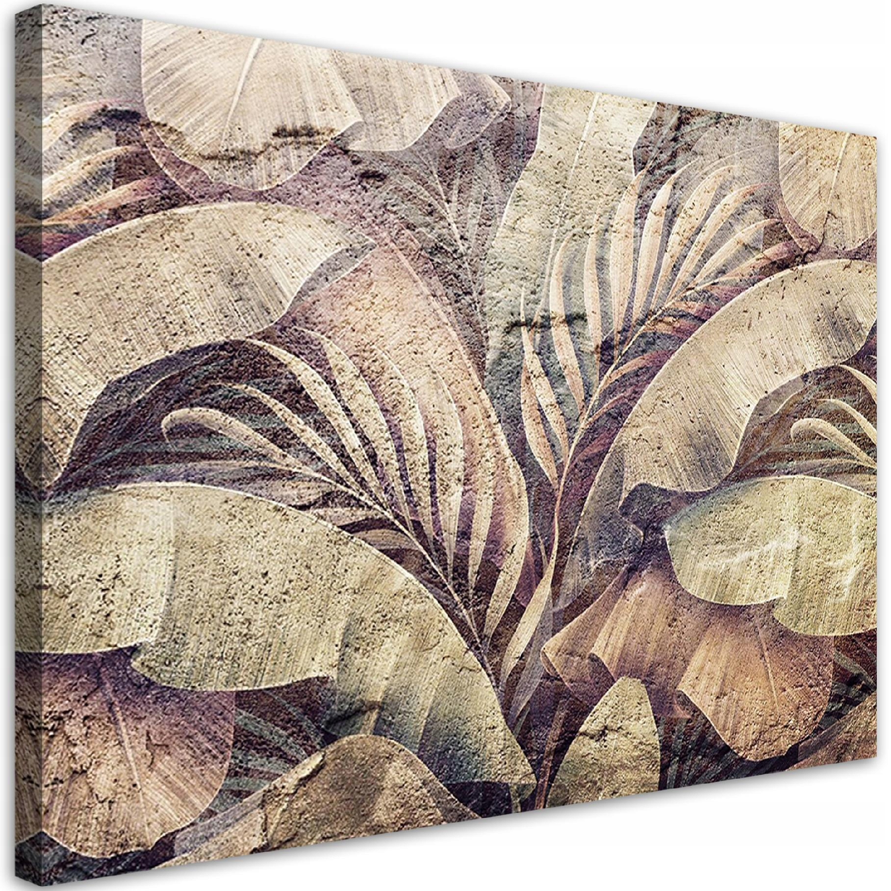 Obraz na plátne, Listy palmy džungľa na imitácii betónu 90x60