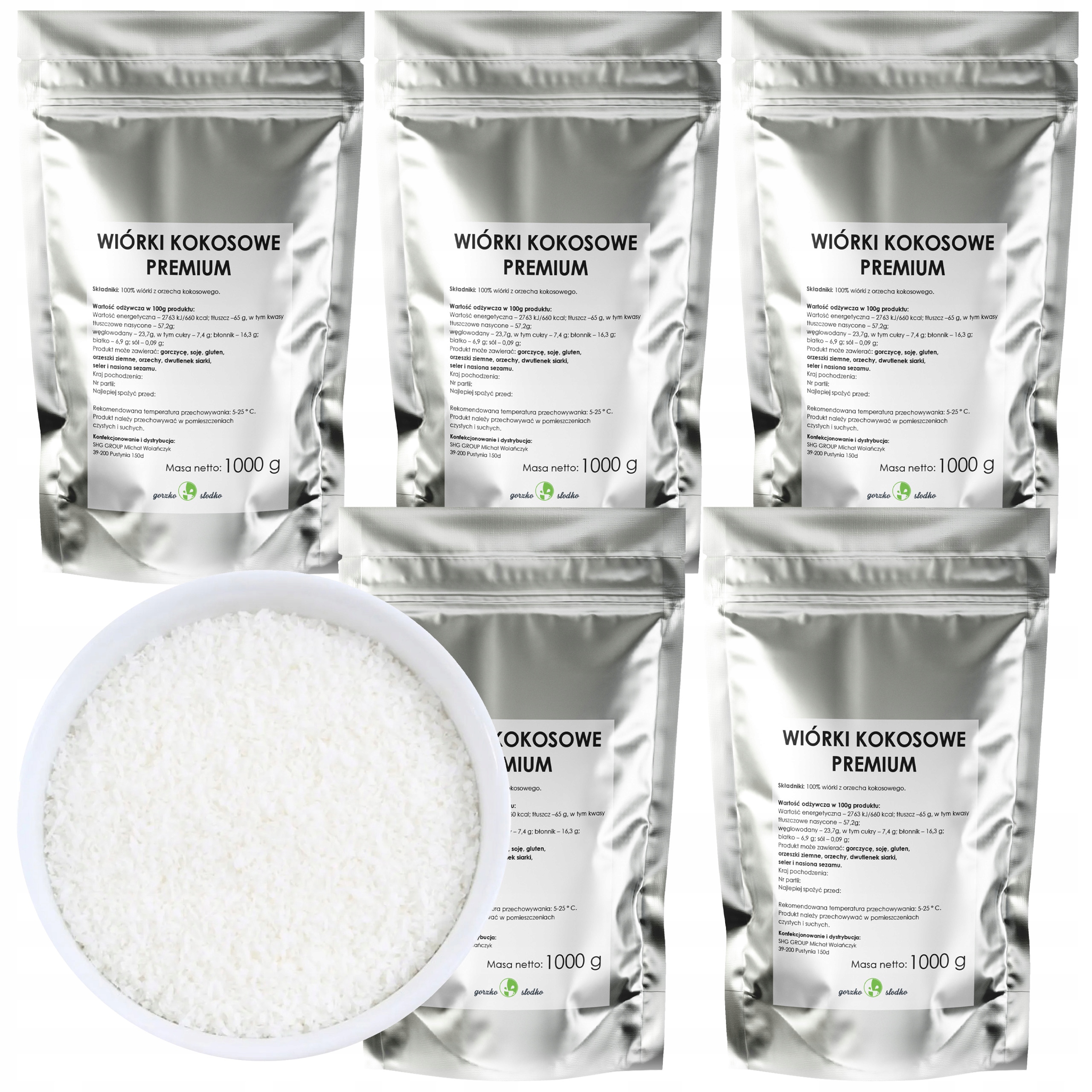 Wiórki Kokosowe naturalne premium 5kg