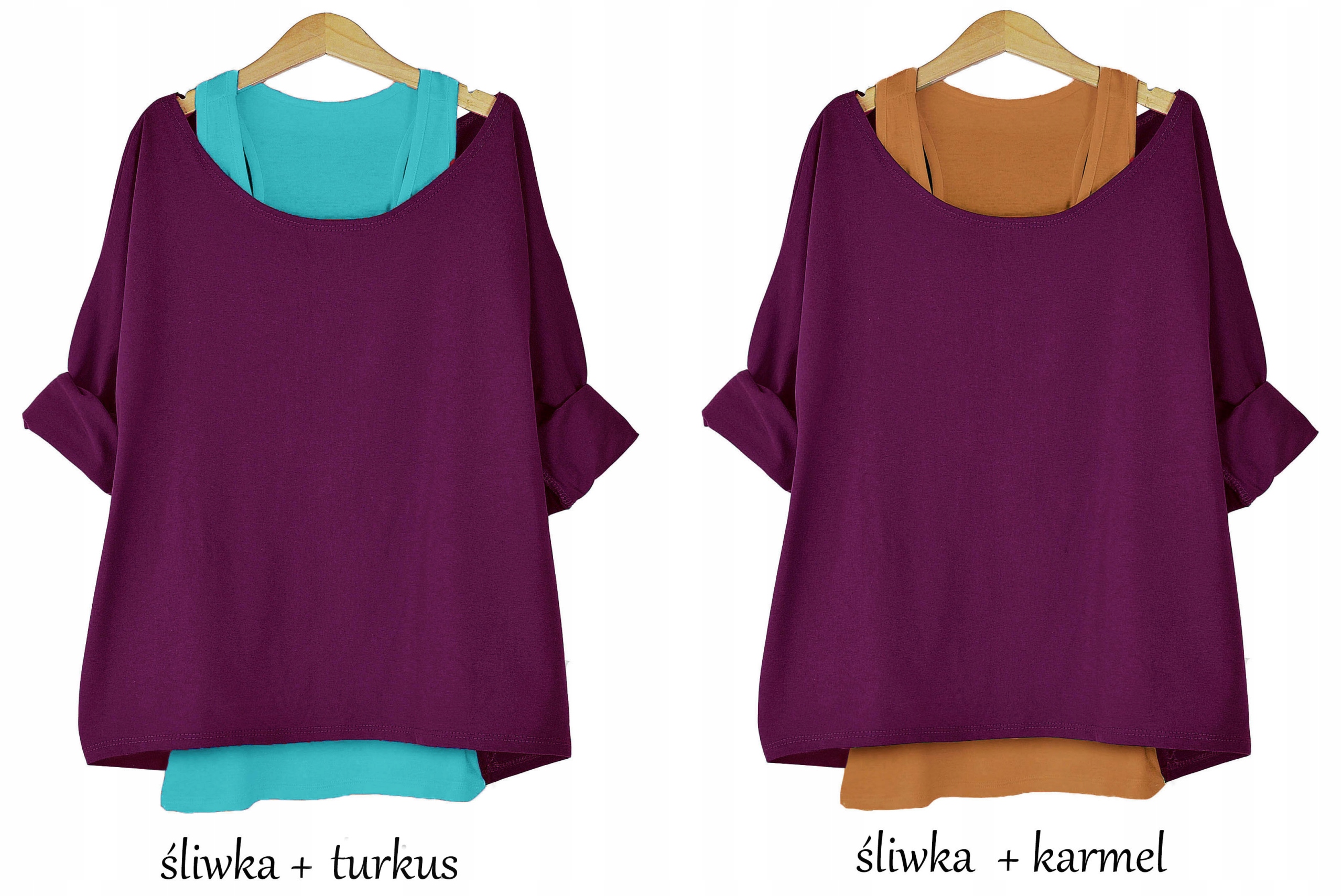 AWANTI kobieca modna oversize KOSZULKA + BOKSERKA Rękaw długi rękaw