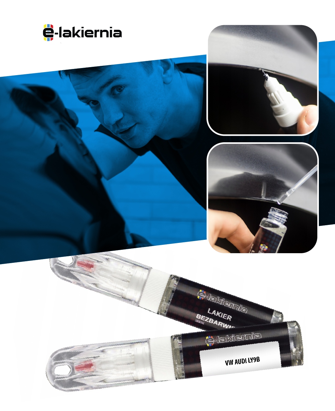 LAKIER ZAPRAWKA 2W1 + BEZBARWNY SAMOCHODOWY ZAPRAWKOWY MERCEDES 197 9197 Waga produktu z opakowaniem jednostkowym 0.1 kg