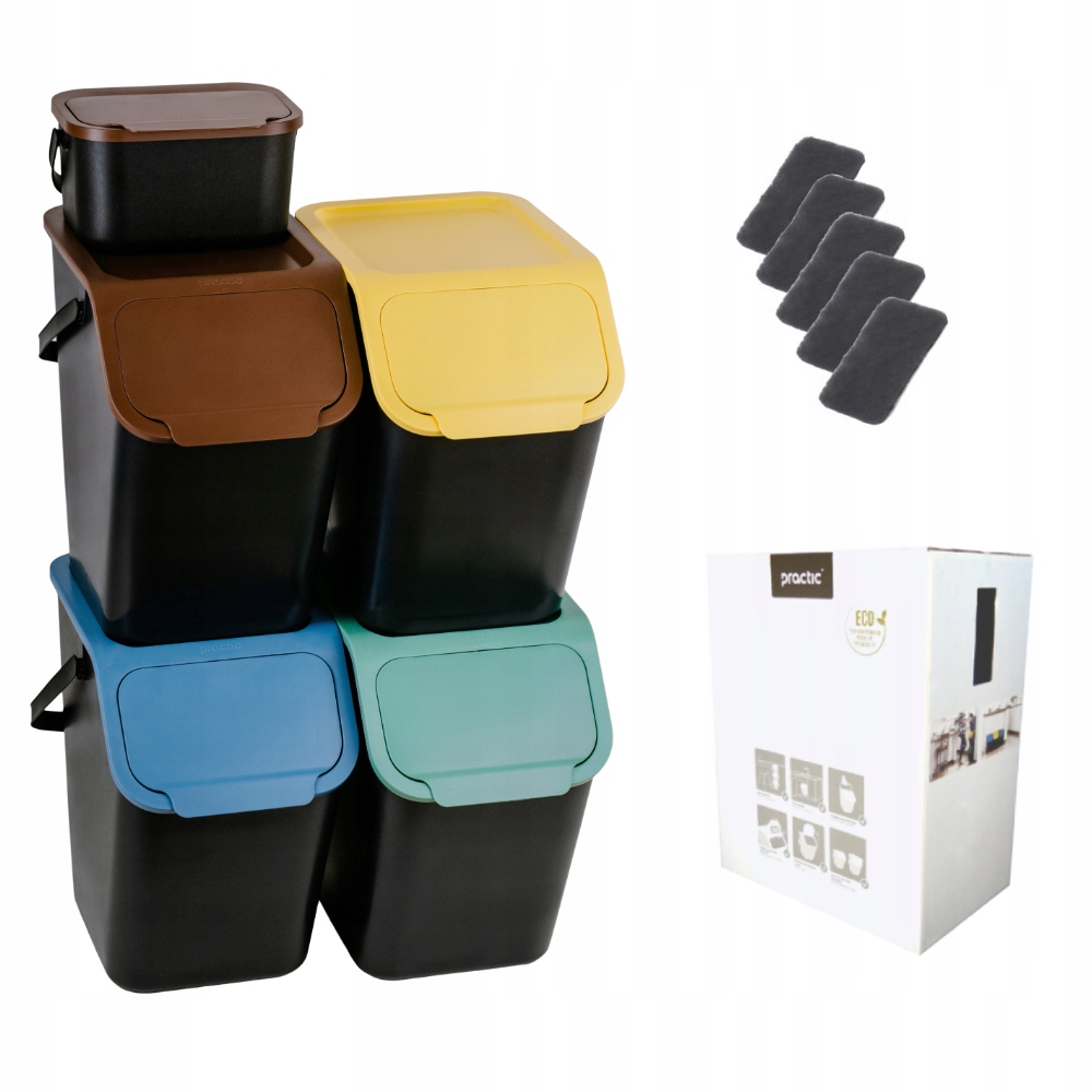 Levně Set 4x Odpadkový Koš 25L Do Kuchyně Na Třídění Odpadu +bini Bio 4,5L
