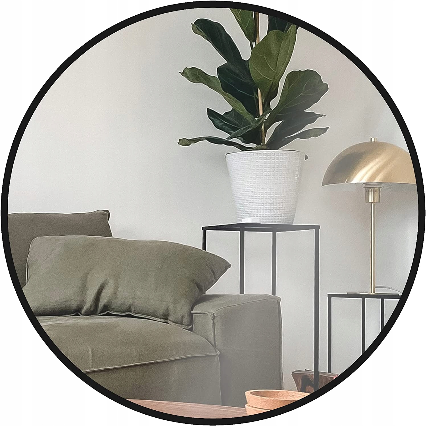 

Lustro Okrągłe Ścienne Loft Rama 70cm Czarne
