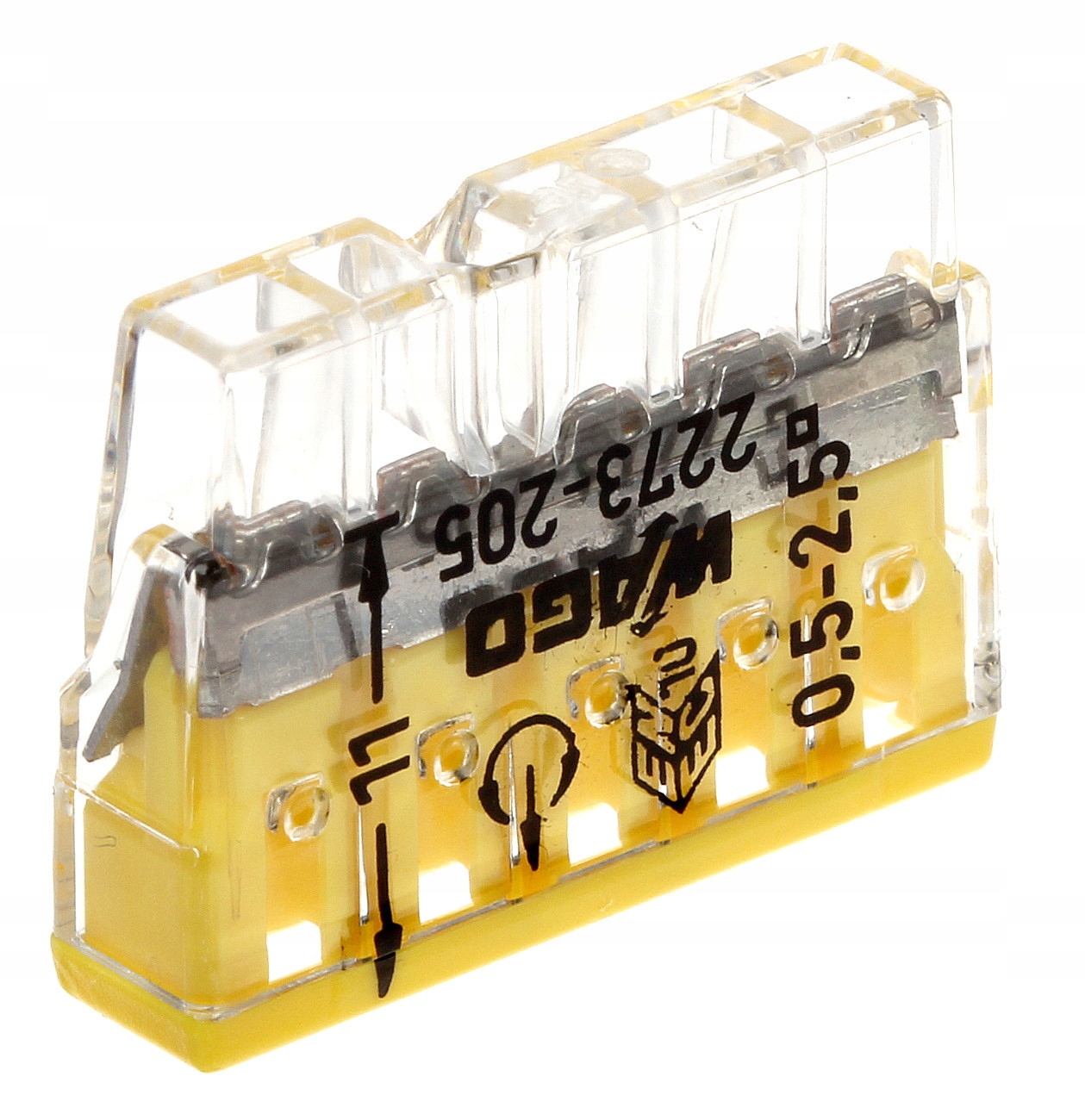 Zásuvková Instalační Spojka 5x 2,5 Průhledná Žlutá (balení 100 S)